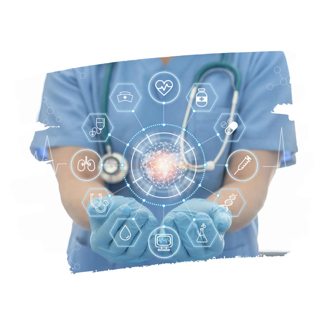 HealthCare Worker Showing Tech Map HealthCare Worker Showing Tech Map
